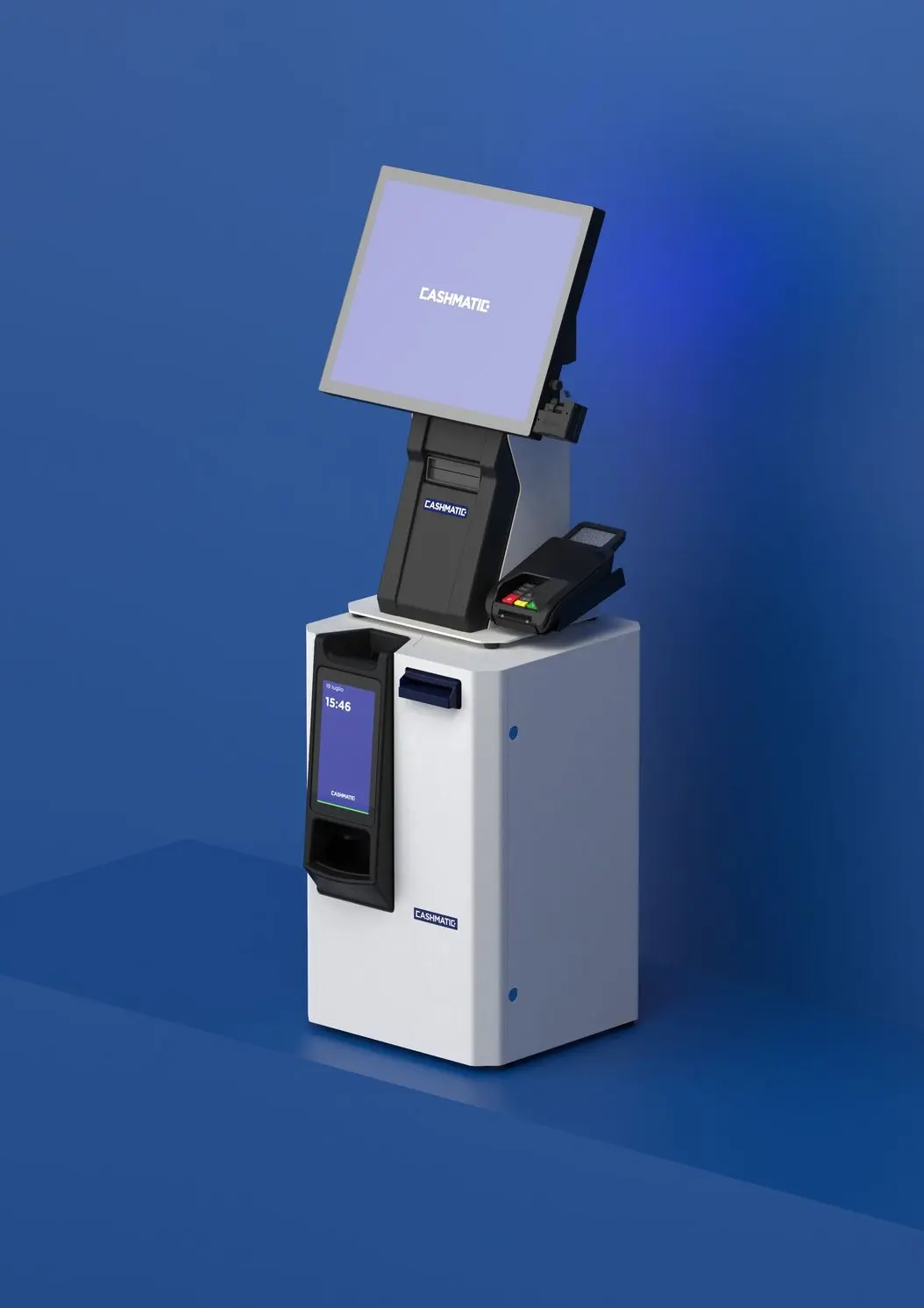 Plustech cassa automatica cashmatic rivenditore liguria Plustech cassa automatica integrata al totem per la gestione del contante