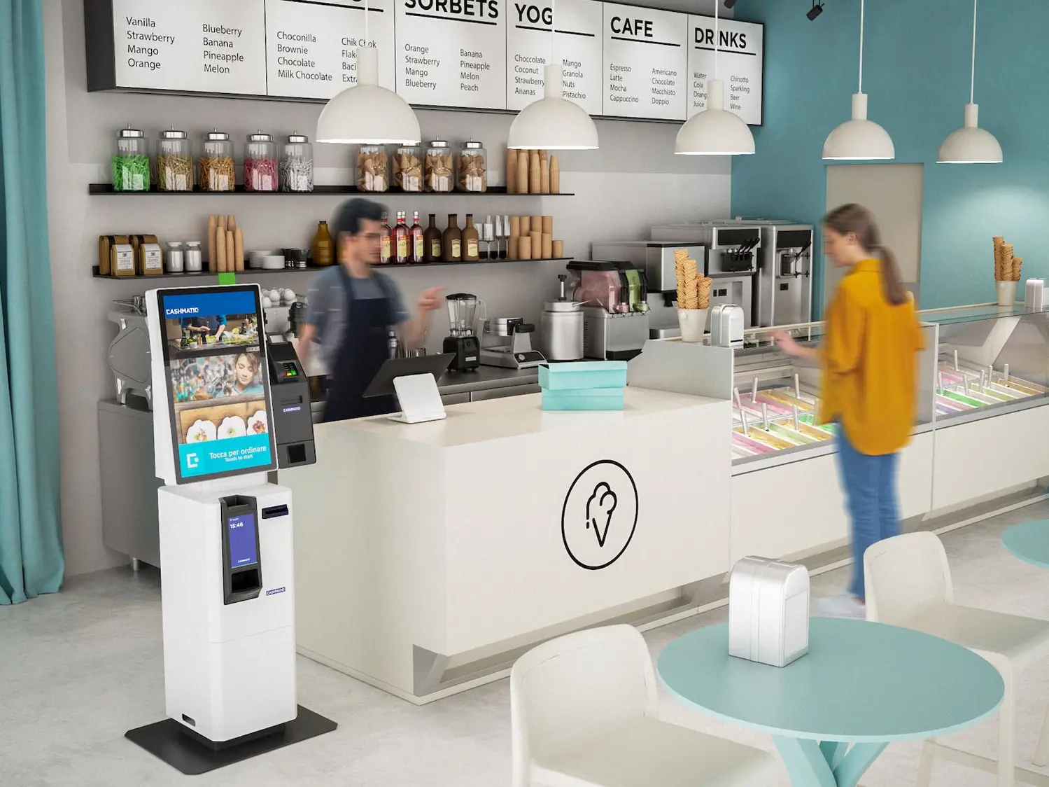 Plustech rivenditore autorizzato in liguria di casse automatiche e totem Plustech cassa automatica con totem per la tua gelateria